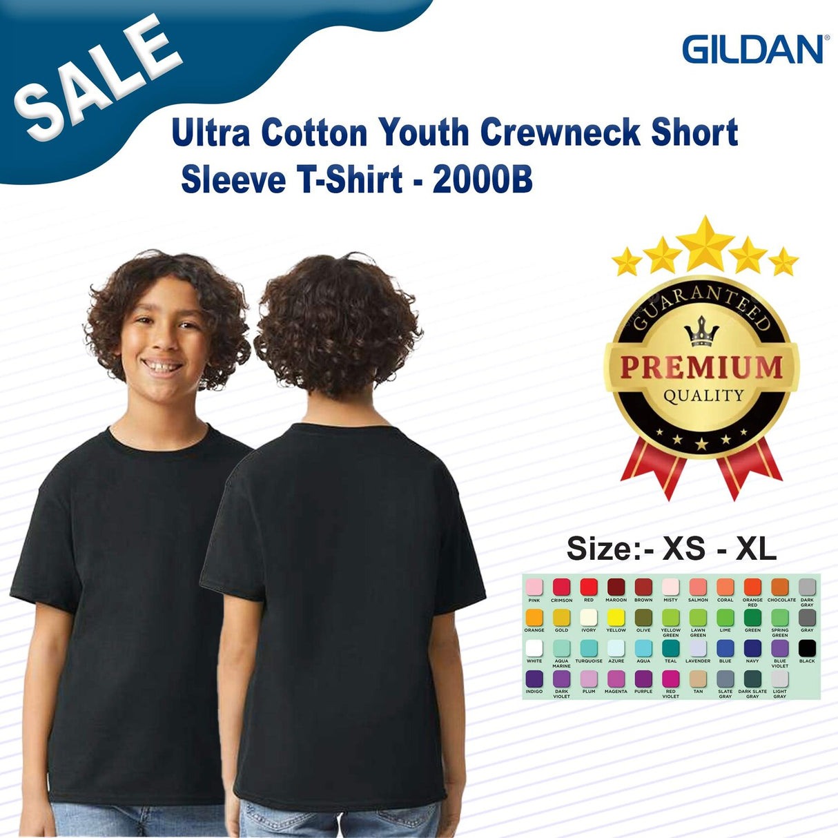 Gildan® Ultra Cotton Youth Crewneck Short Sleeve T-Shirt