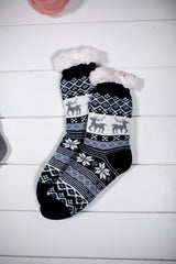 RADYAN Snowflake Sparkle Deer Thermal Slipper Socks Non-Slip