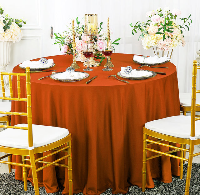 Round Scuba Tablecloth 90 Inch Rust/Burnt Orange
