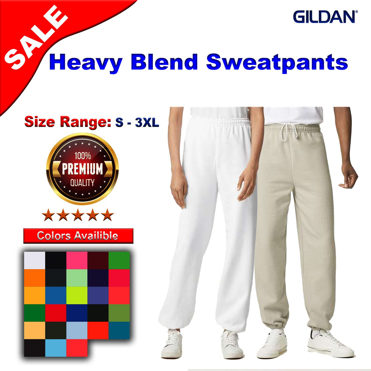 Gildan® Men's Heavy Blend Sweatpants Jogger, 50/50 Cotton Polyester, Classic Fit