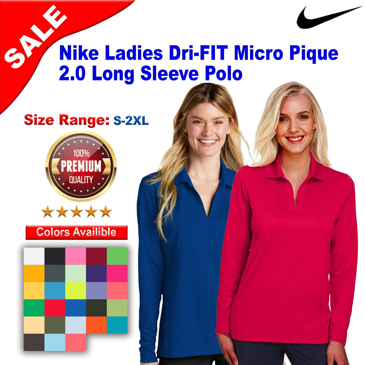 Nike® Ladies Dri-FIT Micro Pique Long Sleeve Polo