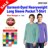 Comfort Colors® Garment-Dyed Heavyweight Crewneck Long Sleeve Pocket T-Shirt