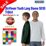 JERZEES® Dri-Power Youth Poly Cotton Long Sleeve Crewneck T-Shirt