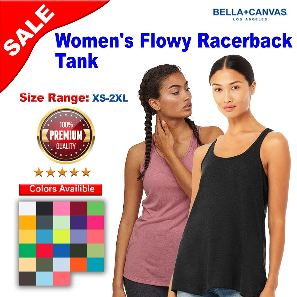 BELLA + CANVAS® Women's Flowy Racerback Sleeveless Tank