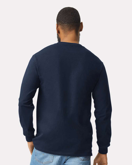 Gildan Ultra Cotton Crewneck Long Sleeve Pocket T-Shirt 2410