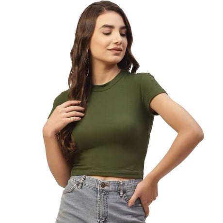 BELLA + CANVAS Women’s Crop Crewneck Short Sleeve Tee in Black