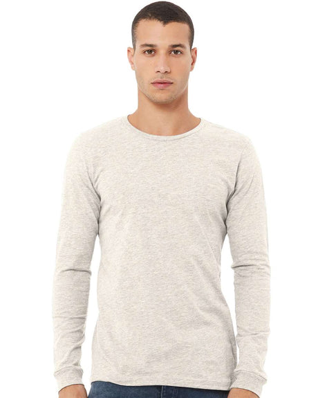 BELLA + CANVAS Unisex Triblend Long Sleeve Crewneck Tee in Brick Triblend