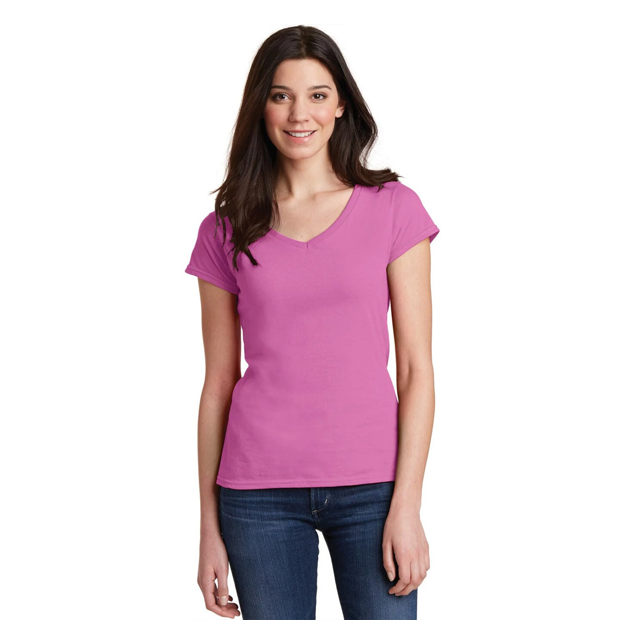 Bayside® Juniors' USA-Made V-Neck T-Shirt