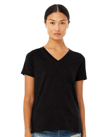 Camiseta de manga corta con cuello en V relajada Heather CVC para mujer BELLA + CANVAS® - 6405CVC