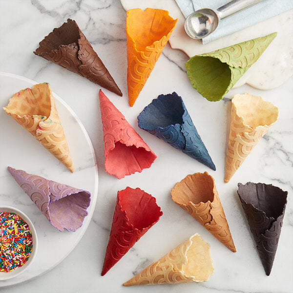 The Konery Orange Creamsicle Waffle Cones - 144/Case