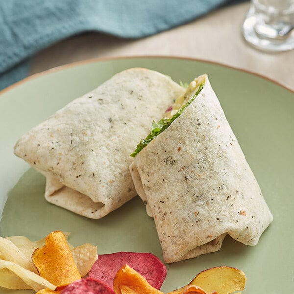 Father Sam's Bakery 12" Pesto Herb Garlic Tortillas - 72/Case