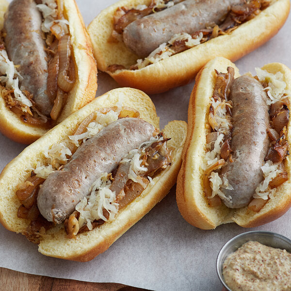 Warrington Farm Meats 7" Bratwurst Sausage 1 lb. - 10/Case
