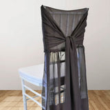 1 Piece Elegant Black Chiffon Chiavari Chair Cover with Attached Sash Perfect for Weddings and Special Events