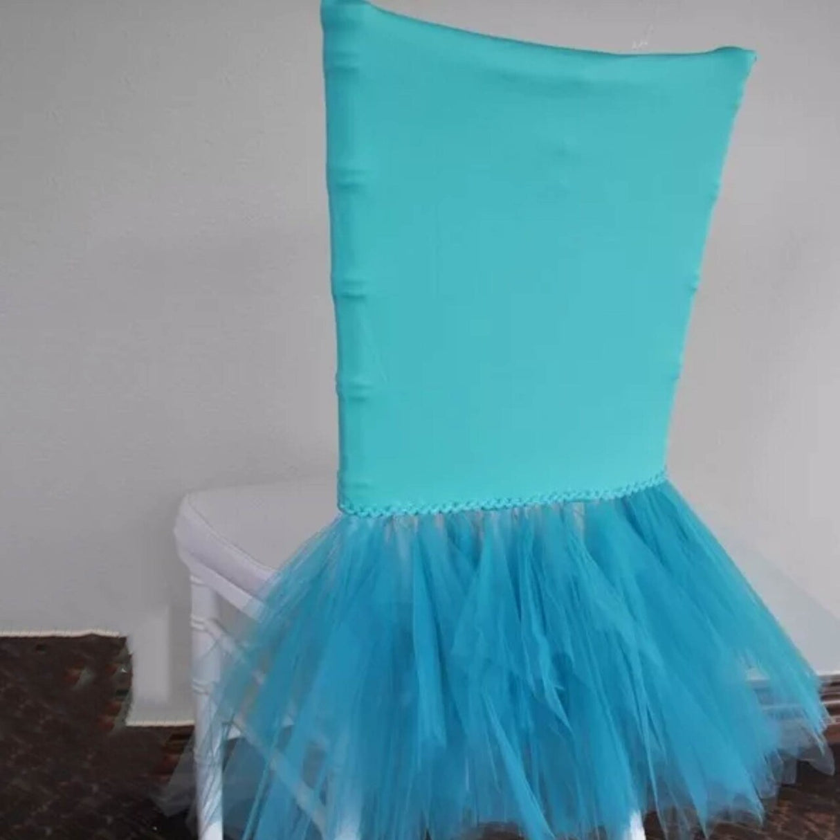 1 Piece Tiff & Aqua Blue Ballerina Spandex Chair Cover Stretch Fit with Skirt