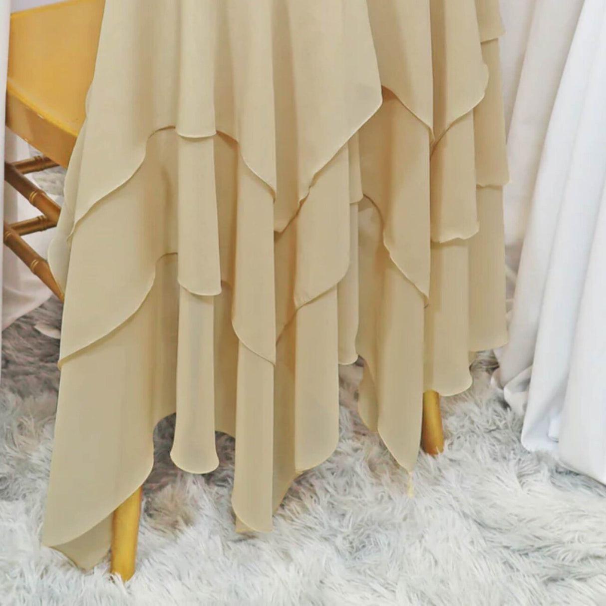 1 Piece Champagne Chiffon Chiavari Chair Cover with Sash for Elegant Events