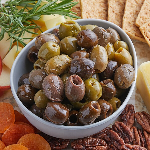 Frutto d'Italia Pitted Country Italian Olive Mix 6.6 lb. (4.4 lb. Dr. Wt.) Pail - 215/225 Count