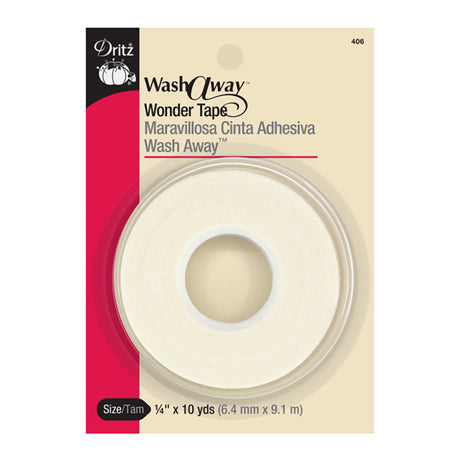 Dritz Wash-A-Way™ Wonder Tape - Double-Sided Transparent Water Soluble Tape - 0.25" x 10yds
