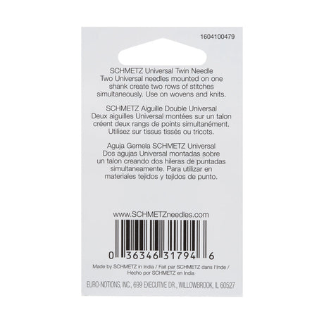 Schmetz Universal Twin Machine Needle - 4.0/80 - 1 ct