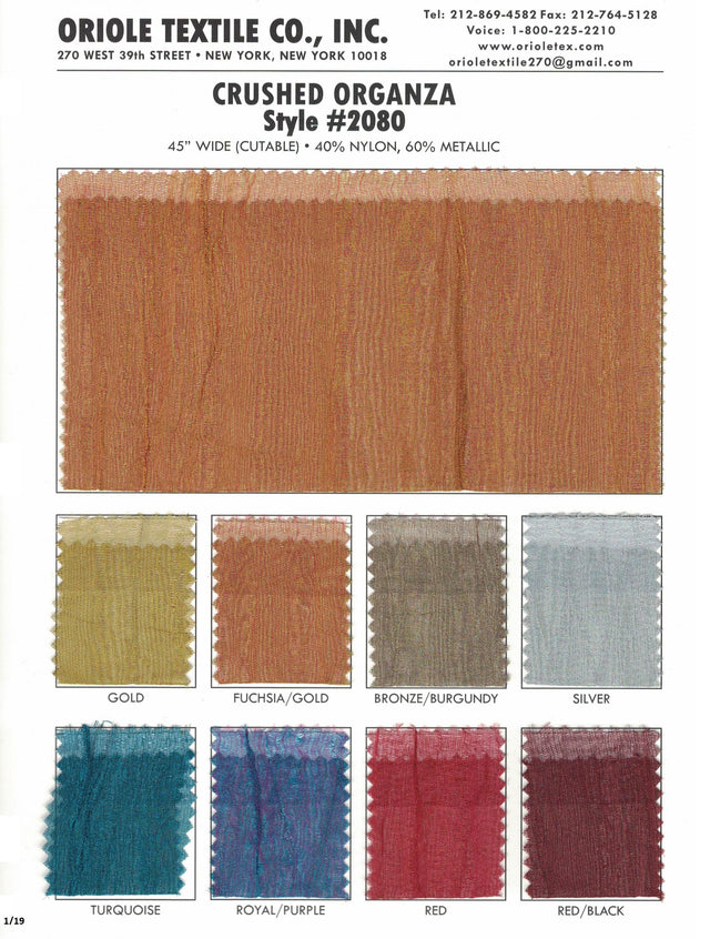 Crushed Organza Metallic Fabric - Bronze Burgundy, 40% Nylon 60% Metallic, 54" Width (1 Yard)