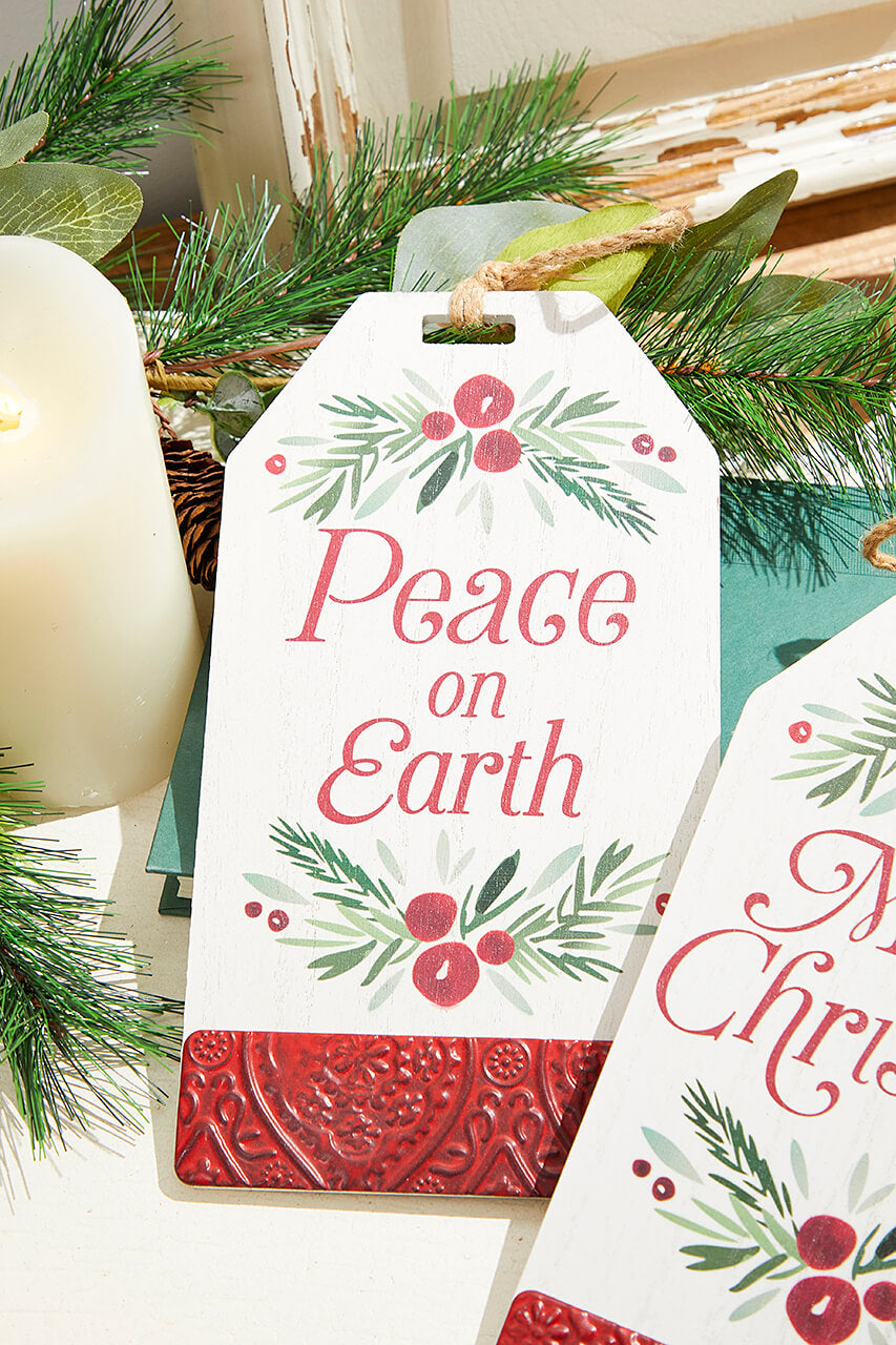 10" Large Tag Shape Holly Ornament