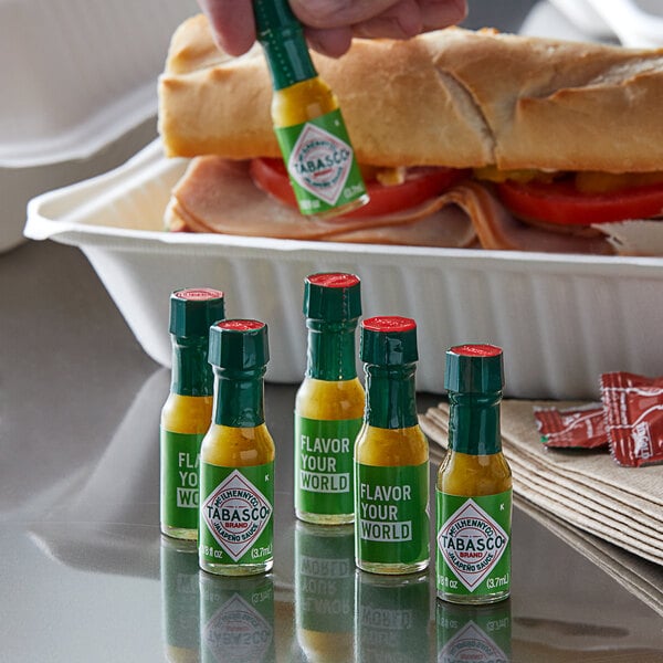 TABASCO® .125 fl. oz. Green Hot Sauce Mini Bottles - 144/Case