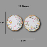 12 Count Truly Fairy Scalloped Paper Dessert Plates Assorted Designs 6 3/4 Inch