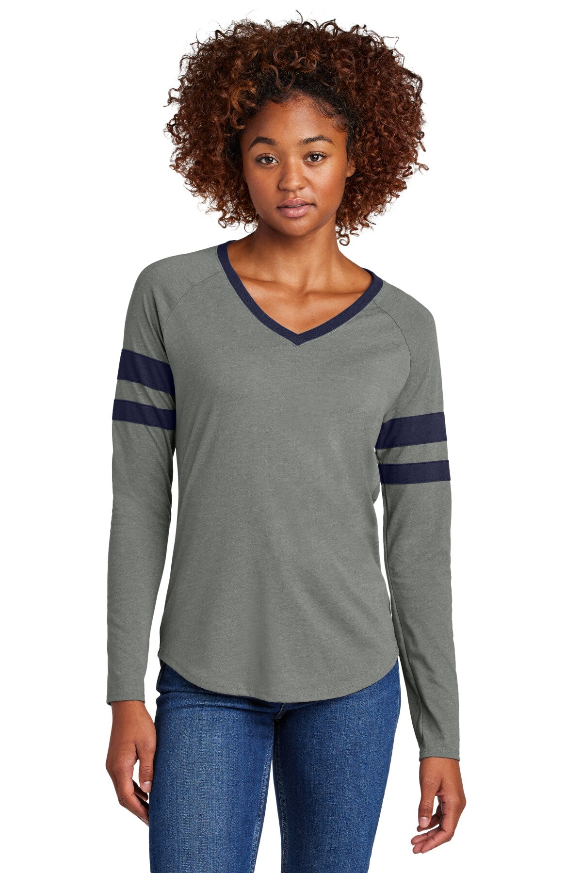 Sport-Tek® Women's Halftime Stripe Long Sleeve V-Neck Tee
