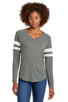 Sport-Tek® Women's Halftime Stripe Long Sleeve V-Neck Tee