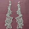1 Pair 12" x 3" Each Side Beaded & Corded Floral Lace Applique 100% Polyester Organza