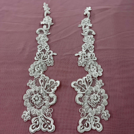 Beaded Corded Floral Lace Applique