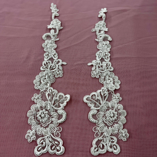Beaded Corded Floral Lace Applique