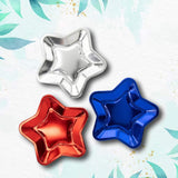 24 Count Foil Patriotic Star Shaped Paper Dessert Plates Red Blue Silver 7 Inch