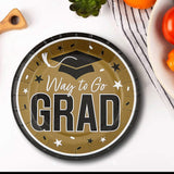 25 Count Gold Graduation Dessert Plates Disposable Party Plates for Grads 7 1/4 Inch