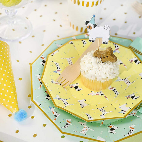10 Count Hot Diggity Dog Small Paper Plates 7.25 Inch Fun Party Plates for Dog Lovers