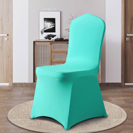 1 Funda para silla de banquete de spandex color azul Tiffany o azul aqua con ajuste elástico y sin arrugas para decoración