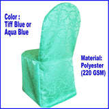 1 Piece Tiff Aqua Blue Versailles Damask Jacquard Polyester Banquet Chair Cover