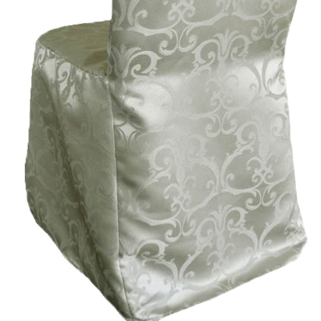 1 Funda para silla de banquete de poliéster jacquard damasco Versailles color plata para eventos