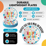 1000 Count Birthday Paper Plates Bulk with Colorful Print for Parties, Kids Events, 7"