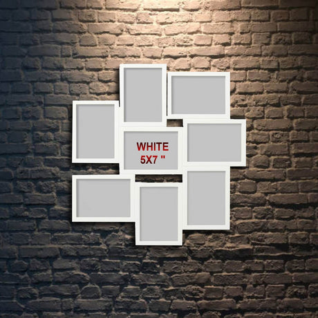 White 8-Photo Collage Frame 5" x 7" – Lightweight Durable Plastic with Polystyrene Protection