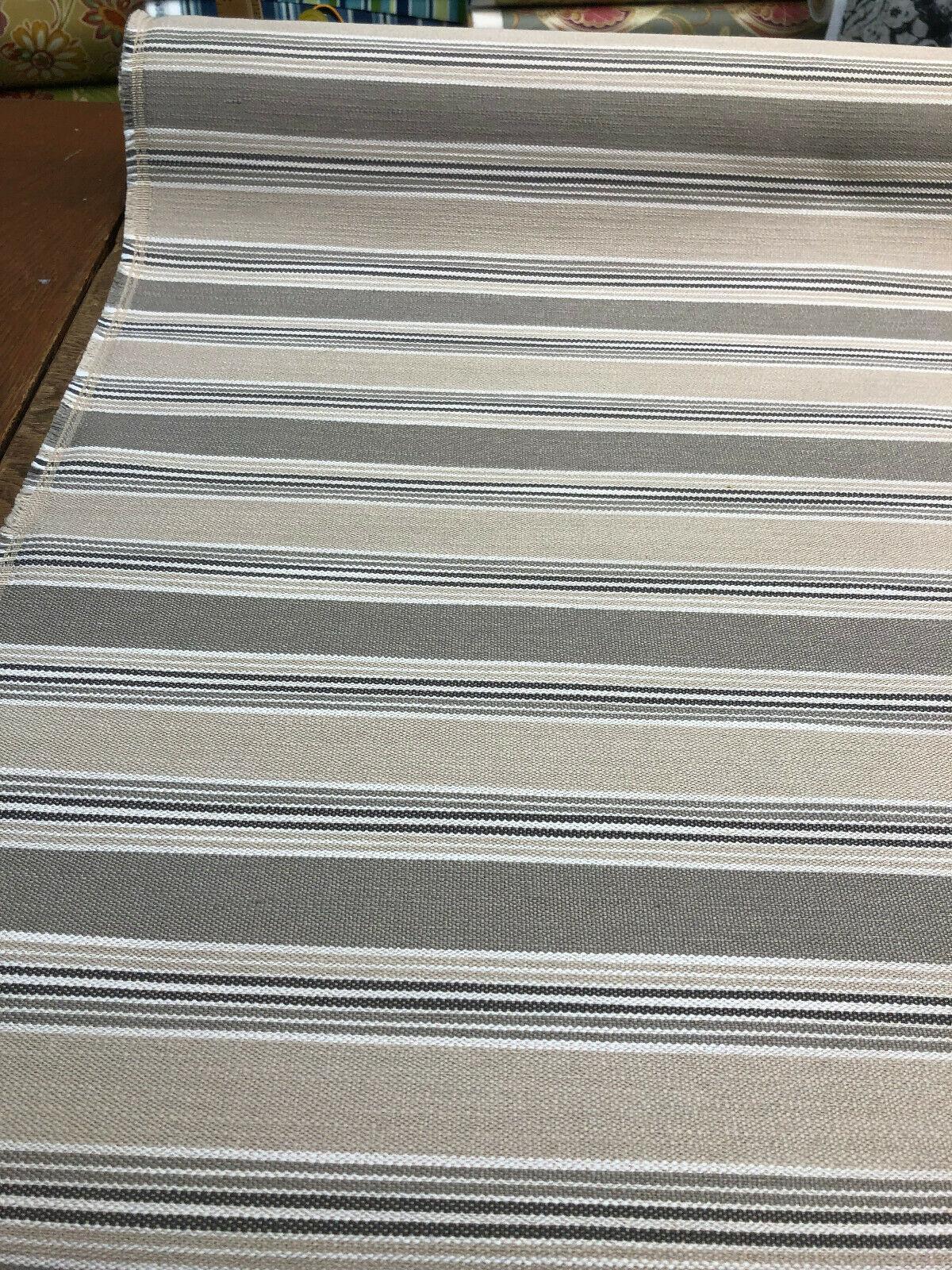 Cowen Polyester Upholstery Fabric - Beige White Stone Stripe, 56" Width, 6" Vertical Repeat (1 Yard)