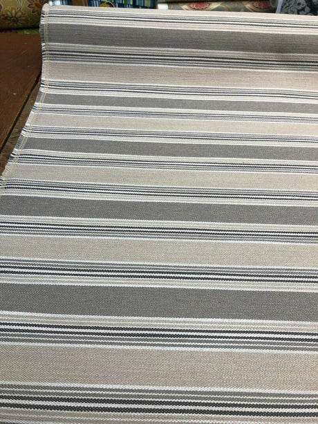 Cowen Polyester Upholstery Fabric - Beige White Stone Stripe, 56" Width, 6" Vertical Repeat (1 Yard)