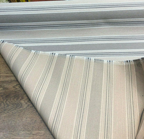 Cowen Polyester Upholstery Fabric - Beige White Stone Stripe, 56" Width, 6" Vertical Repeat (1 Yard)