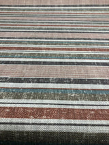 Fabricut Sassi Patina Polyester Fabric - Beige Rust Light Teal Antique Gold Nautical Stripe, 56" Width, 3.5" Vertical Repeat (1 Yard)