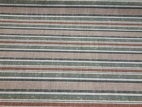 Fabricut Sassi Patina Polyester Fabric - Beige Rust Light Teal Antique Gold Nautical Stripe, 56" Width, 3.5" Vertical Repeat (1 Yard)
