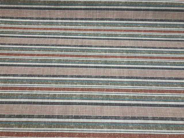 Fabricut Sassi Patina Polyester Fabric - Beige Rust Light Teal Antique Gold Nautical Stripe, 56" Width, 3.5" Vertical Repeat (1 Yard)