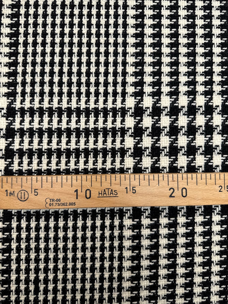 Wool Tweed Checked Black White