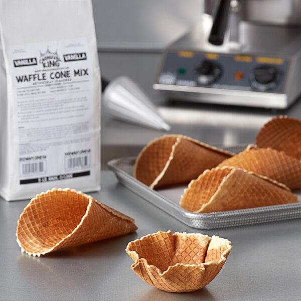 Carnival King Vanilla Waffle Cone Mix 5 lb. Bag - 6/Case