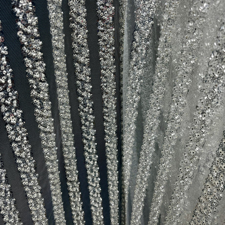 1 Yard Elegant Beaded Lace Fabric Embroidered on 100% Polyester Mesh – GD-02HB