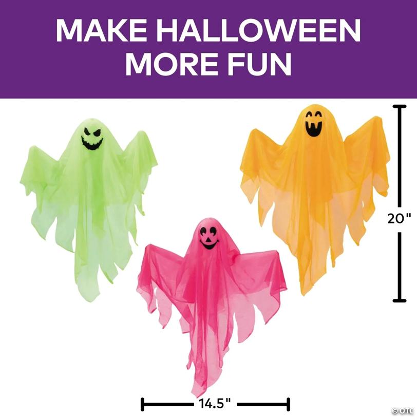 20" Halloween Bright Polyester Ghosts Hanging Decoration Set - 3 Pc.