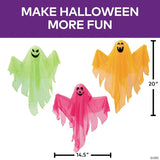 20" Halloween Bright Polyester Ghosts Hanging Decoration Set - 3 Pc.